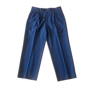 Chiavari Men's Italian Made 100% Wool Black Pleated Front Pants Size 36 X 29